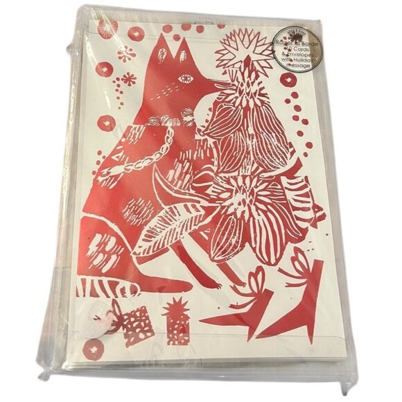 Roger La Borde Linocut Red Fox 10 Christmas Cards Envelopes Sealed Rare - Picture 2 of 3